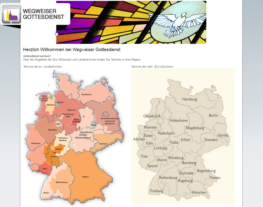 Wegweiser Gottesdienst (Screenshot 17.12.2016)